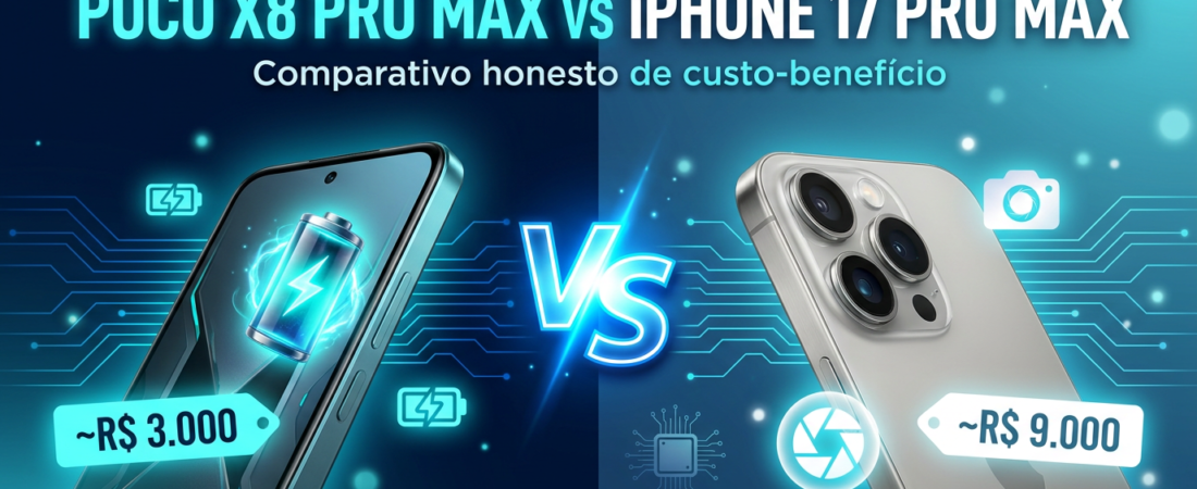 Poco X8 Pro Max vs. iPhone 17 Pro Max: R$ 3 Mil ou R$ 9 Mil? O Comparativo Honesto para Você Não Gastar Errado