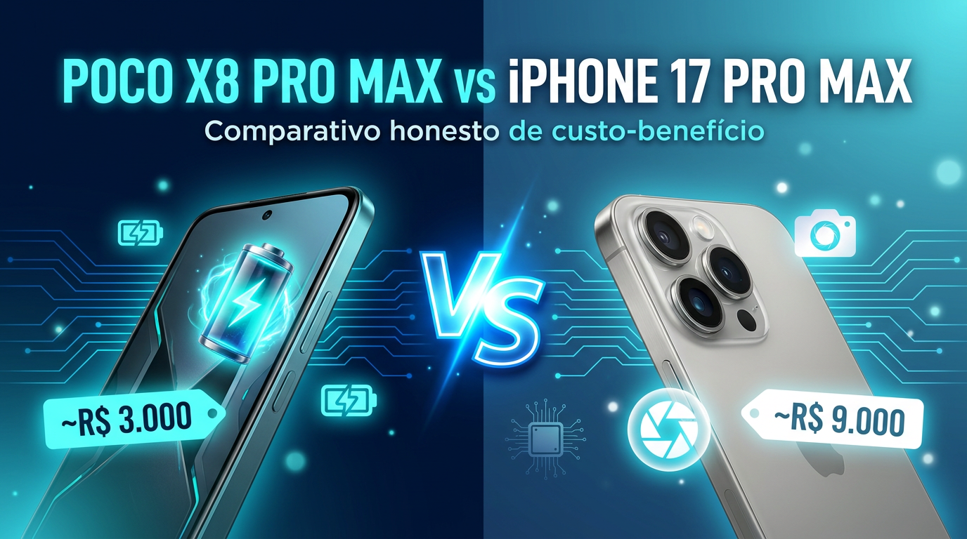 Poco X8 Pro Max vs. iPhone 17 Pro Max: R$ 3 Mil ou R$ 9 Mil? O Comparativo Honesto para Você Não Gastar Errado